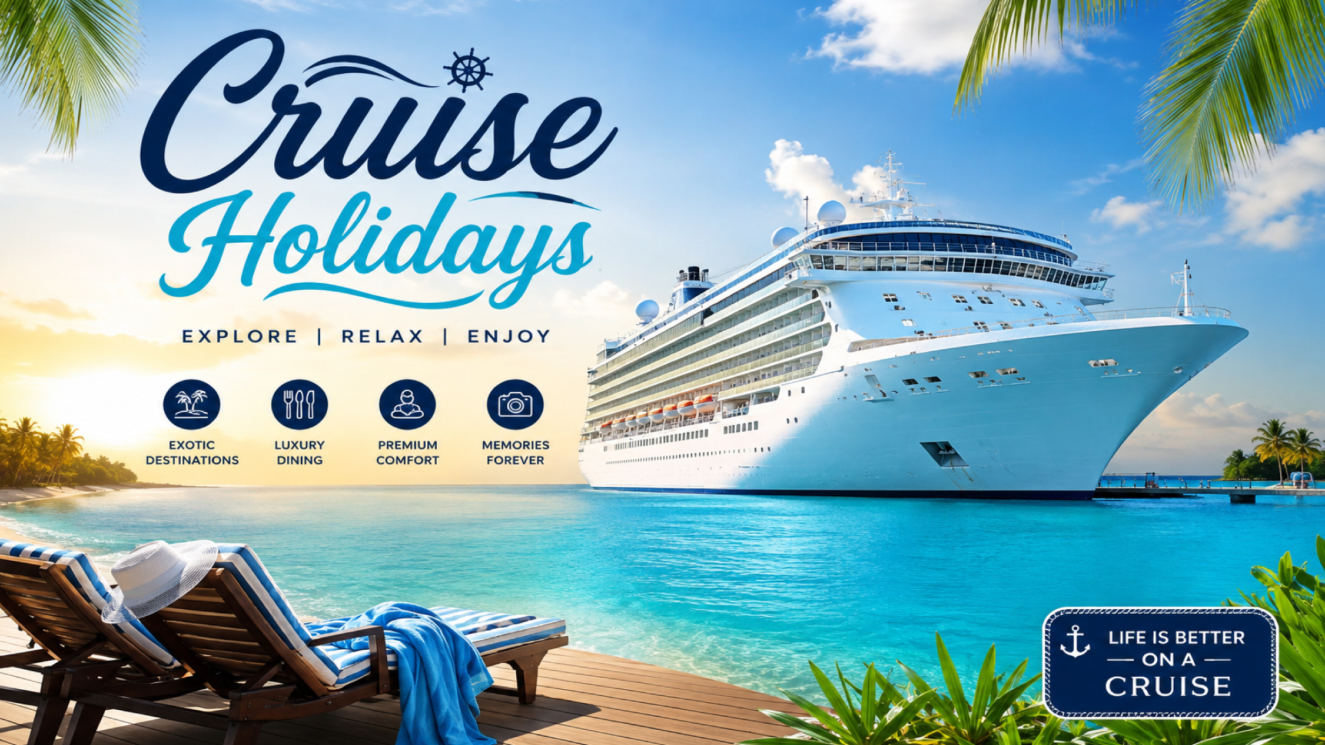 Luxury cruise ship at sea