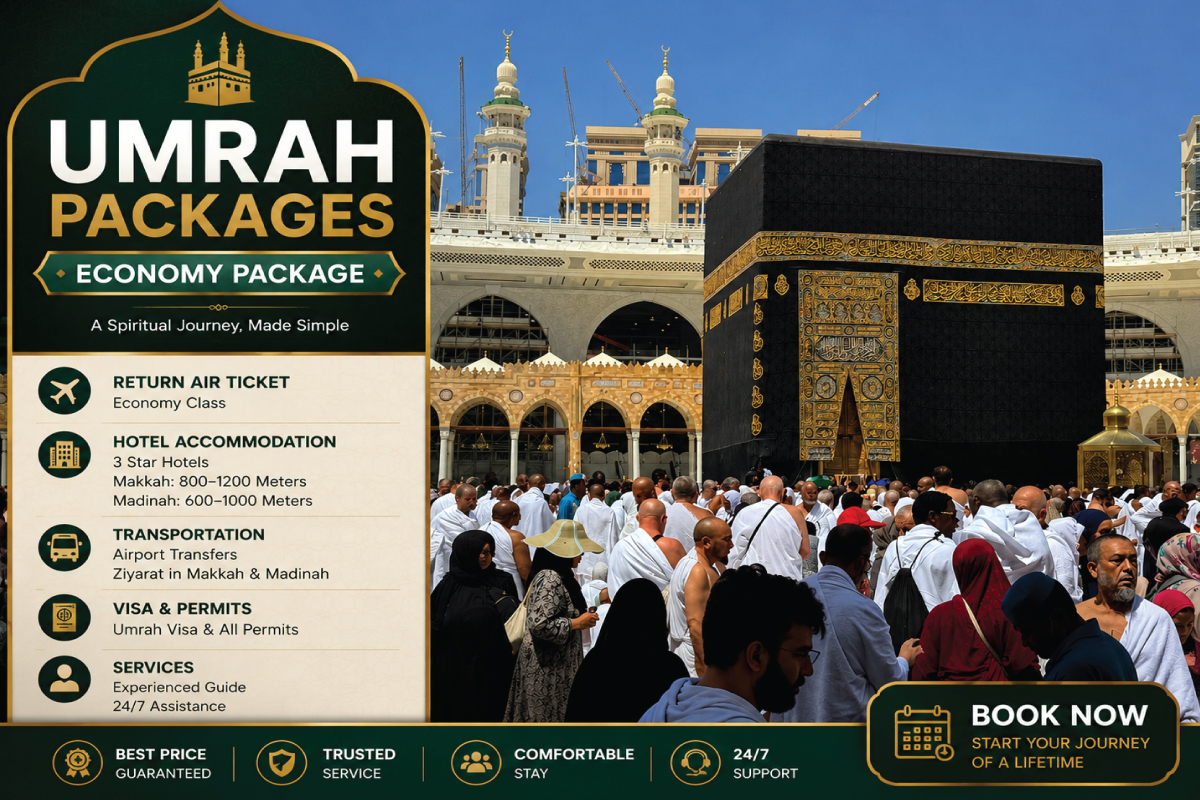 Pilgrims preparing for Umrah journey